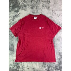 Vintage Reebok T-Shirt Mens Large‎ Red Minimalist Logo Tee 90s Y2K Single Stitch